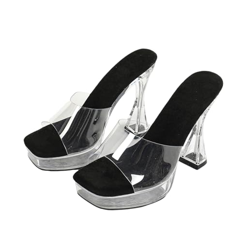 Sandales talons aiguilles transparents femme | Chaussures bout carré mariage soirée chic