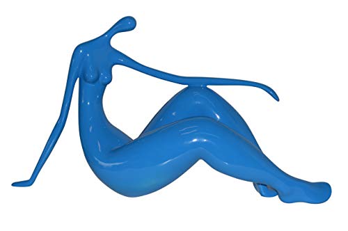 Estatua Moderna Azul Claro Mujer en la Playa Resina 28"L x 8"W x 16"H