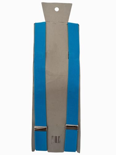 Image of BookMyCostume Blue Suspenders for Kids & Adults|Adjustable Elastic Y-Back Belt for Fancy Dress Costumes,Theme Parties,Dance Costume,School Functions & Stage Shows|Unisex Clip-on Suspenders Accessory