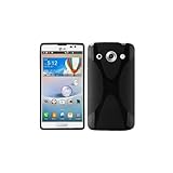 Cadorabo Hülle kompatibel mit LG Optimus G PRO Schutzhülle TPU Silikon Hülle X-Line Design Slim Kratzfest Weiche Gummi mit R&umschutz Hülle Hülle für LG Optimus G PRO in Schwarz
