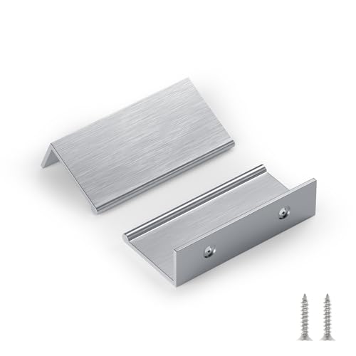 homdiy 30 Pack Brushed Nickel Cabinet Pulls 5 inch Edge Finger Pull for Kitchen Cabinets Aluminum Alloy Hardware for Dresser Drawer Cupboard Handles Easy Installation