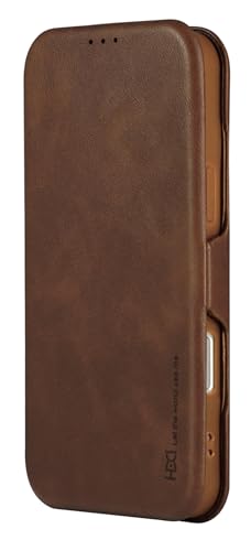 Image of BOUNCEBACK Vegan Leather Magnectic Closure Flip Flap Wallet Back Case Cover for iPhone 16 - Brown