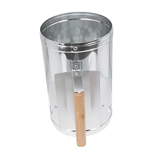 TOBBOMEY 1pezzi Barbecue Carbon Barrel in Metallo con Manico in Legno per Accensione Rapida Avvio Veloce Braci per Grigliata Outdoor Resistente e Isolante al Calore