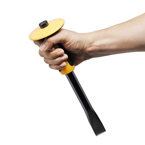 Worksite 12 inches Heavy Duty Masonry Chisel with Hand Protection Flat End for Demolishing Carving Splitting Breaking Hounding