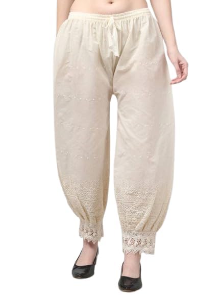 unifystyle Pure Cotton Afghani Salwar Chikankari Afghani Pant for Women – Harem Pant Trousers for Girls Embroidered Bottom Ankle Length Loose Fit – Ethnic Casual Wear-picture-14