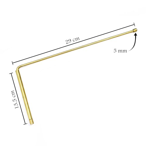 Image of Brass Dowsing Rods Pair for Vastu | 5 mm Diameter | Set with Board & Brass Pendulum (Assorted) | Aura Energy Scanner | Feng Shui | Reiki | Dowsing Rods | L-Rod