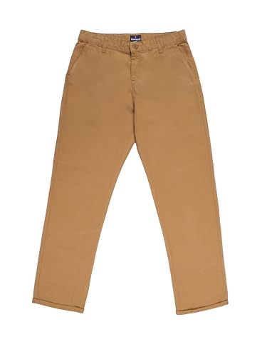 Image of KiddoPanti Boys 100% Cotton Twill Chinos Pant | Comfortable Regular Fit | 2 Side Pocket, 2 Back Pocket | Ankle Length | Back Elasticated Waistband with Button Zip Open Fly