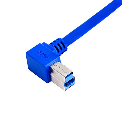 SinLoon USB B Printer Extension Cable 90 Degree Angled Printer Cable USB 3.0 Type B Male to Female Cable with Panel Mount Screw Holes for Hard Drive Scanner Printer (Blue) - Image 3