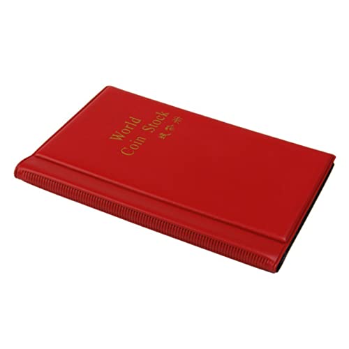 NUOBESTY Álbum De Colección De Monedas 15x11 Cm Rojo 120 Bolsillos Para Monedas 2,8 Cm Cubierta De Pu Páginas Opp Portátil Para Coleccionistas y Fichas