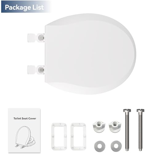 Image of JINGZE Round Toddler Toilet Seat Adult /Child,Built-In Potty Training Seat, Soft Quiet Close Non-Slip Seat, Easy to Install & Clean,Magnetic Kids Seat and Cover,White