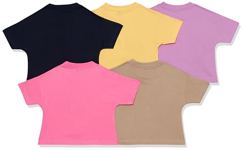 Image of T2F Girls Cotton Printed Oversized Fit Dropshoulder T-Shirt (Pack of 5)