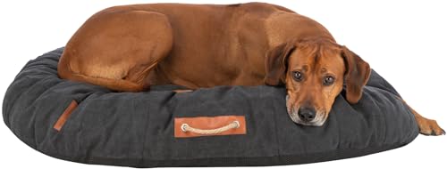 TRIXIE Hundekissen BE Nordic Föhr 120x85 cm in schwarz – bequemes Hundebett für große & sehr große Hunde - ovale Hundecouch mit praktischem Tragegriff - weich & waschbar – 37478