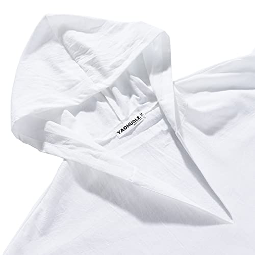 YAOHUOLE Men's Long Sleeve Kaftan Side Split Long Gown Thobe Hooded Men Caftan4