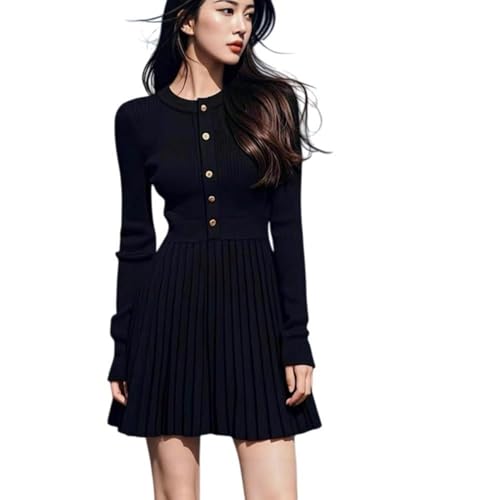 Robe courte plissée en tricot noir JYHBHMZG pour femme