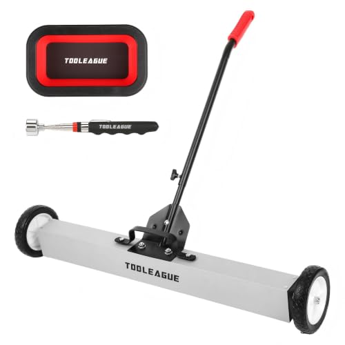 Image of TOOLEAGUE 36 inch Rolling Magnetic Sweeper with Wheels,Telescoping Adjustable Handle,55LBS Capacity Large Magnet Roller,Magnetic Foldable Tray, 25LBS Pickup Pen,3Pcs Magnet Sweeper Set