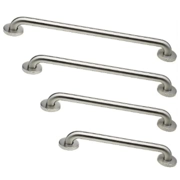 Shower Grab Bars 4 Pack  Complete Bathroom Safety Starter Bundle for Seniors  16", 18", 24", 32" Lengths, 1.25" Diameter, 500 lb Rated All-in-One Grab Bar Shower Safety Solution  Brushed Stainless