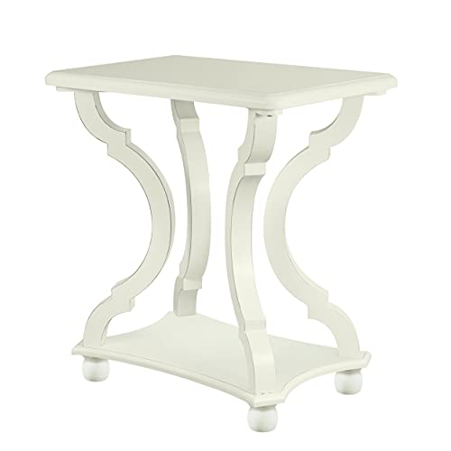 Finecasa White Side Table, Accent Table, White End Table With Shelf, White Nightstands, Carved Legs Wooden Side Tables, Side Tables Living Room, 22 X 15 X 23.8 Inches #TOP3
