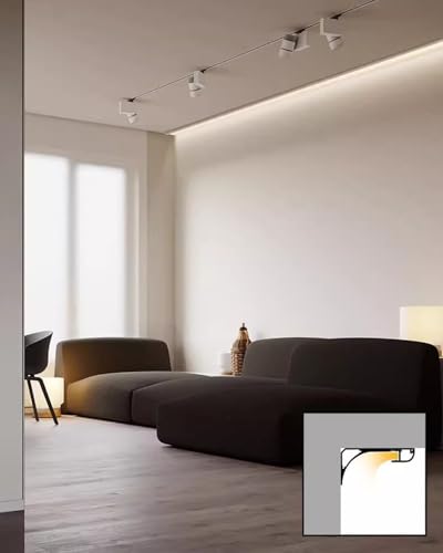 Moulures de corniche en aluminium chic pour un éclairage indirect LED de plafond unique