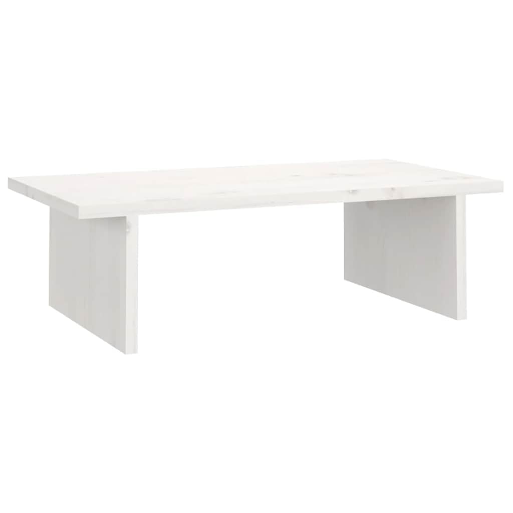 vidaXL Monitor Stand Storage High Adjustable Work Portable Desktop Base Office Home Solid Pine White