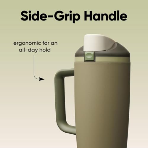 Image of Owala FreeSip Tumbler Insulated Stainless Steel Water Bottle with Built-in Straw and Side Handle, For Travel, Work, School, and Sports, 40oz, BPA Free, Leak Proof, Off Road