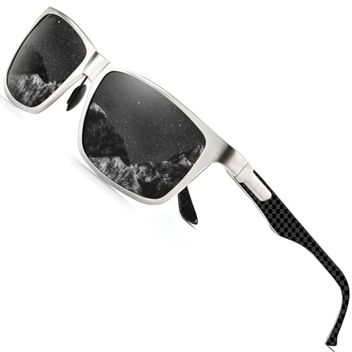 Image of Polarized Sunglasses for Men Rectangular Classic Al-Mg Metal Frame Sun Glasses Mens Sunglasses with UV Protection
