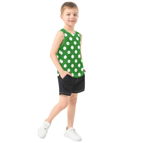 J JOYSAY Polka Dot Red Boys Tank Top Sleeveless Muscle Shirts Quick Dry Active Sport Workout Kids T-Shirts 3-15T4