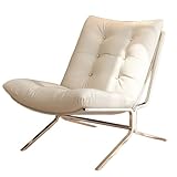Ledersessel, 105 ° verstellbar, für Wohnzimmer, Balkon und Schlafzimmer, abnehmbare Struktur, verzinkter Metallrahmen, bequemer Loungesessel (weiß)
