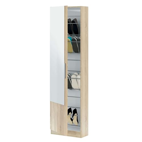 Habitdesign Armadio scarpiera, scarpiera con specchio, modello Kristal, finitura in