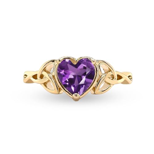 10K 14K 18K Solid Gold Gemstone Celtic Knot Ring 1.5 Carat Heart Cut Knot Promise Anniversary Ring Jewelry Gifts Size 3-15 Engrave Name