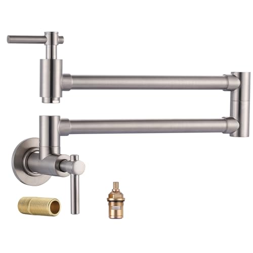 Pot Filler Faucet - Brushed Nickel Wall Mount, Foldable