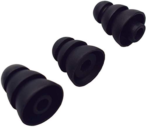 Jnsa 3 Flange Noise Cancelling Triple Flange Eartips Eargels Earpads Ear Tips Gels Bud Compatible With Inside Diameter 4Mm-5Mm Earbuds In-Ear Earphones（Inner Hole 4Mm） ,S/M/L,6 Pairs, Black 3F6P3 #TOP2