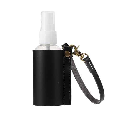 GOOHOCHY レザー洗手液キーホルダー 携帯用トラベルボトル 消毒液 ローション対応 ブラック 手指消毒や化粧品小けに