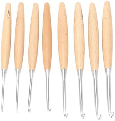 Haofy Beech Wood Crochet Hooks Set 8Pcs 3mm-6.5mm Thick Diameter - Ergonomic Smooth Handle for Faster Stitch Progression Arthritic Hands Long Sessions Portable Crochet Kit — view 5