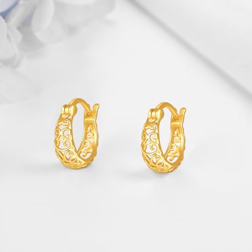 14K Real Gold Filigree/Infinity Twist/Dachshund Hoop Huggie Earrings Boho Earrings Jewelry Gift for Women3