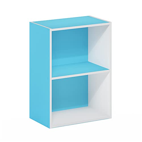 Image of Furinno Luder Bookcase / Book / Storage, 2-Tier, Light Blue /White
