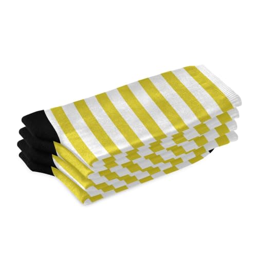 1 Pair Yellow White Stripes Crew Socks Breathable Compression Athletic Socks for Women Men Sport Running Cycling2