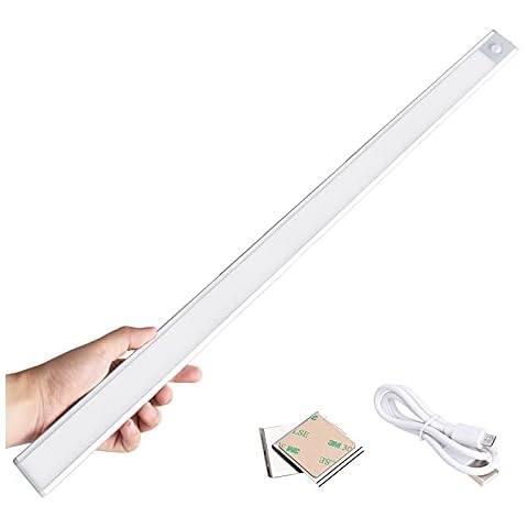 GRIFEMA Motion Sensor Under Cupboard Kitchen Lights Indoor, USB Rechargeable, Stick on Anywhere for Under Cabinet, Wardrobe, Stair or Shed, 115 LED, 3 Modes, 60CM GD1001-60 [Energy Class A] Cover