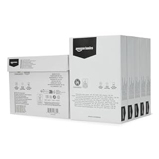 Amazon Basics Carta per fotocopie 100% riciclata, formato A4, 80 g/m², 2500 fogli (5 risme), colore: bianco naturale