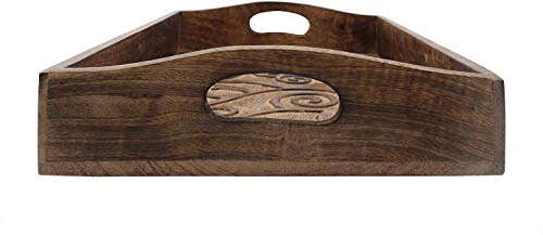 S.B.ARTS Hand Carved Wooden Breakfast Serving Tray-Tree Engraving-Tray for Serving Tea Coffee Snack Dessert-Kitchen Dining ServeWare- Home Decor Accessories-Ideal Gift for Loved One-15.0x10.0 inches