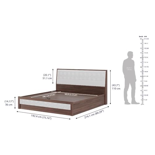 Image of Wakefit Bed | 3 Yr Warranty | King Size Bed, Comes with Hydraulic Storage, Noise-Free, Density: 680-750 kg /m, Termite & Borer Resistant, Fits Mattresses Up to 8 inches(Gibeon 78x72- Columbian Walnut)