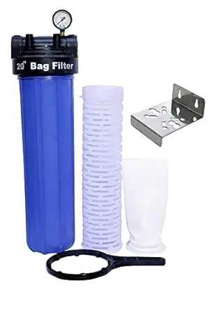 KRPLUS 20 Inch Big Blue Jumbo Filter Housing With Water Bag Filter Cartridge, 4