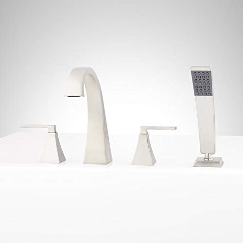 Signature Hardware 448548 Vilamonte Deck Mounted Roman Tub Filler Faucet - Includes Hand Shower - Brushed Nickel