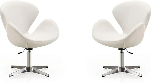Image of Modern Swivel Lounge Chair with Hydraulic Lift for Home Office Hotel Cafe (White Set of 2)