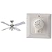 105 cm Deckenventilator Princess Euro 72112 mit drei Strahlern und vier Flügeln, Ausführung in dunklem Zinn/Chrom & 78801 Wandschalter für Deckenventilatoren mit Beleuchtung, Weiß