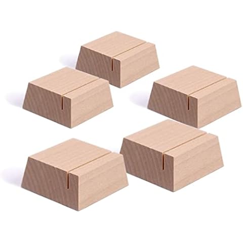 UNIQOOO Elegant Birch Wood Stand |1.2mm Slot, for Wedding Table Number Sign, Place Card Holder, Photo Display Stand, Small | for Event Decor, Retail Shop, Cafe Restaurant Menu, Business Card, Name Tag, 12 Pack Cover
