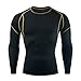 Gym Shirts for Men Compression Shirt Long Sleeve Active Workout Running T-Shirt Tops Athletic Base Layer Undershirts Yellow