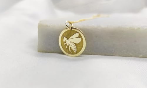 Collier pendentif pièce gravée abeille 24 mm, le cadeau mixte idéal - 2