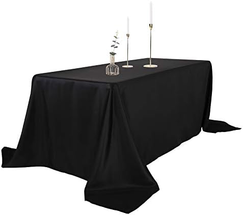 Ascoza 2pack 90x132 Inch Black Rectangular Tablecloth 8 Feet Table Cloth in Polyester Fabric for Wedding/Banquet/Restaurant/Parties