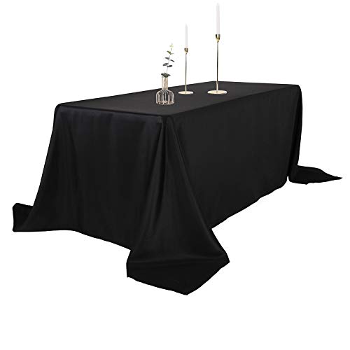 Ascoza 2Pack 90X132 Inch Black Rectangular Tablecloth 8 Feet Table Cloth In Polyester Fabric For Wedding/Banquet/Restaurant/Parties #TOP17