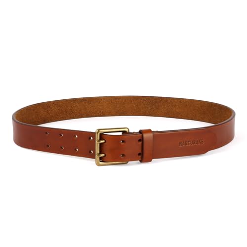 Premium Top-grain Leather Belt for Men, 5mm Thick, Copper buckle, Brown, Casual, Durable4